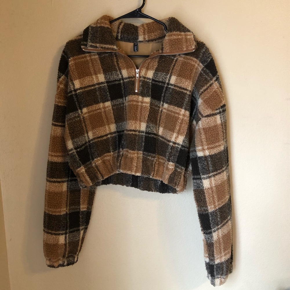 Zaful crop half zip jacket